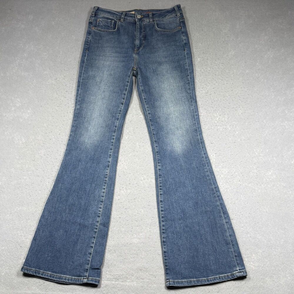 Pilcro Flare Jeans Womens Size 28 Blue Medium Wash Anthropologie Boho Denim